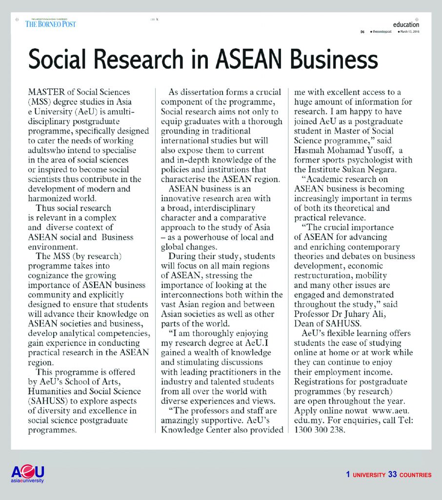 Social Research in ASEAN Business