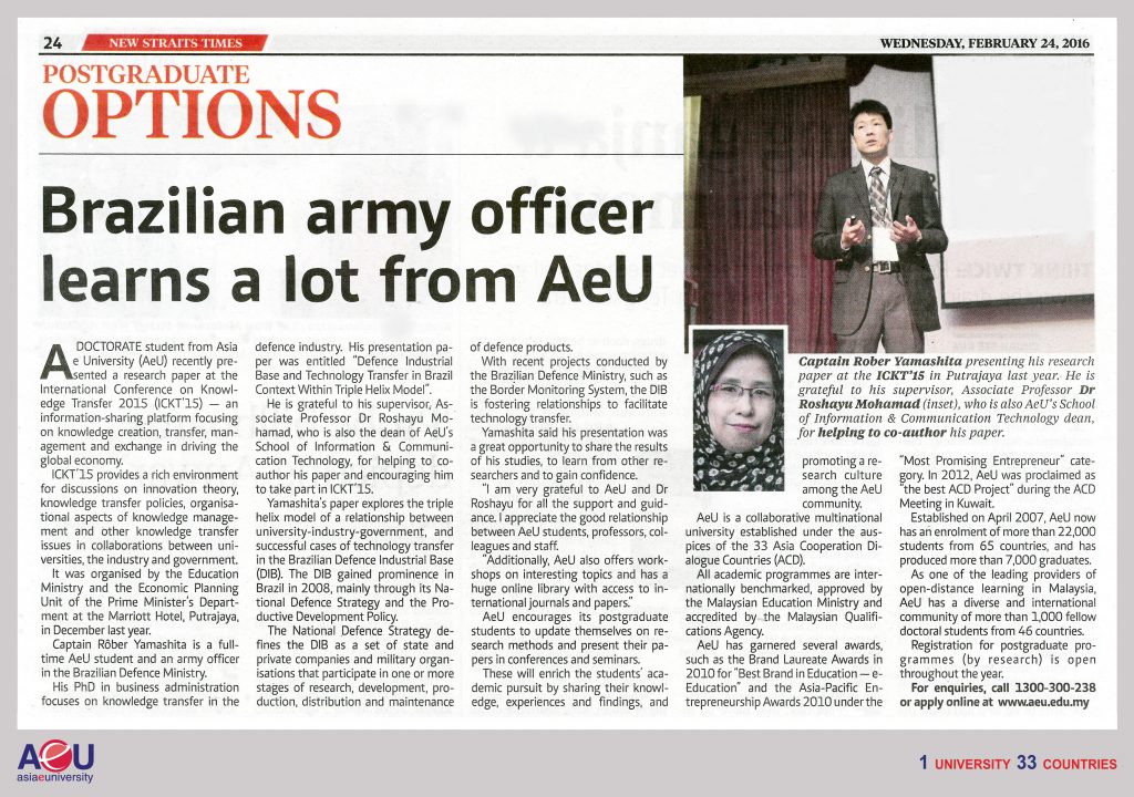Brazilian army officer learns a lot from AeU